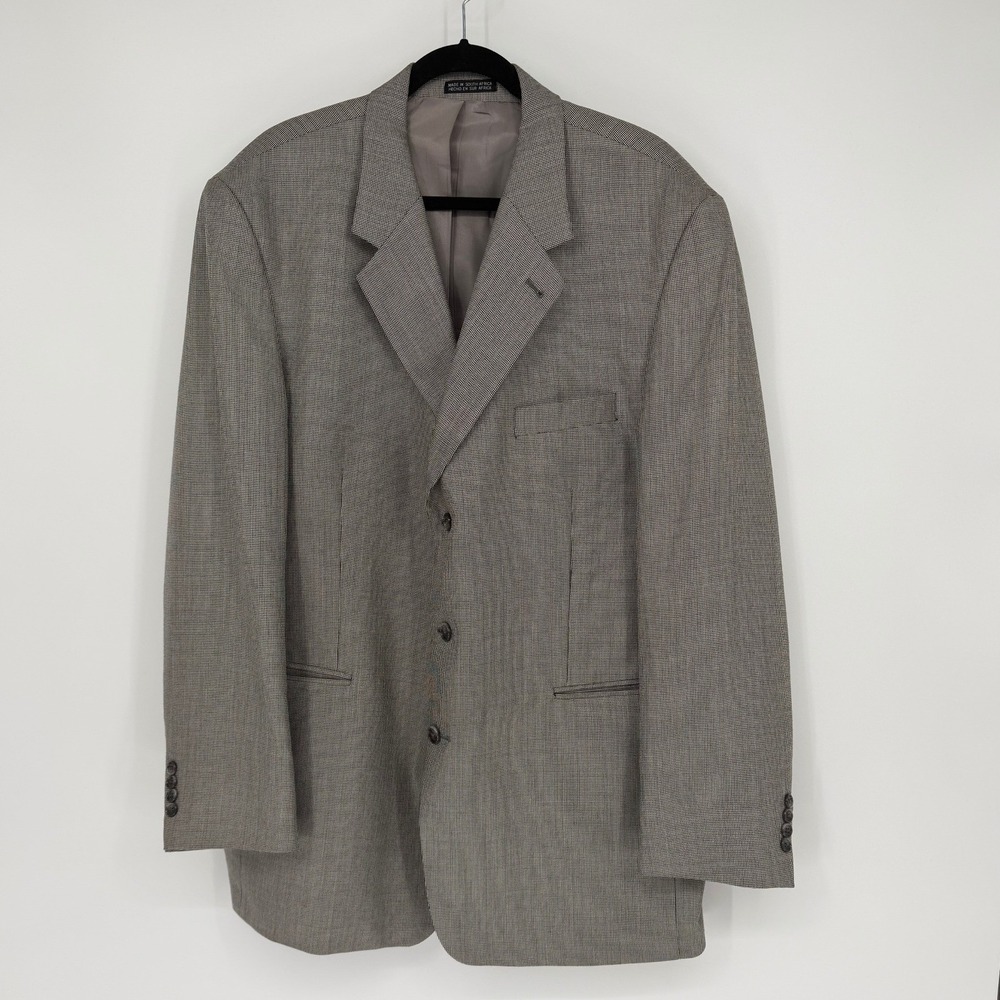 Stafford Executive Mens Silk Wool Blend Blazer Grey Micro Houndstooth Sport Coat